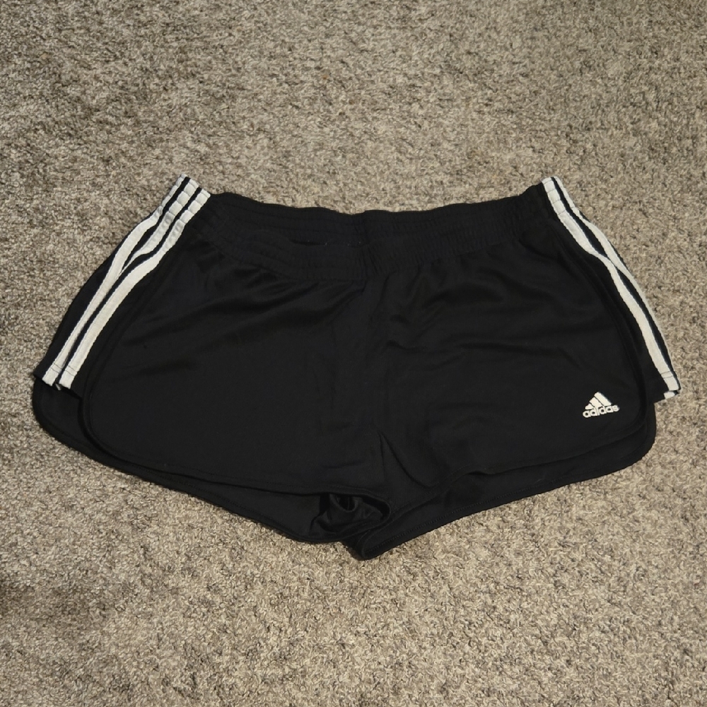 Adidas Women's Black Shorts with White Stripes